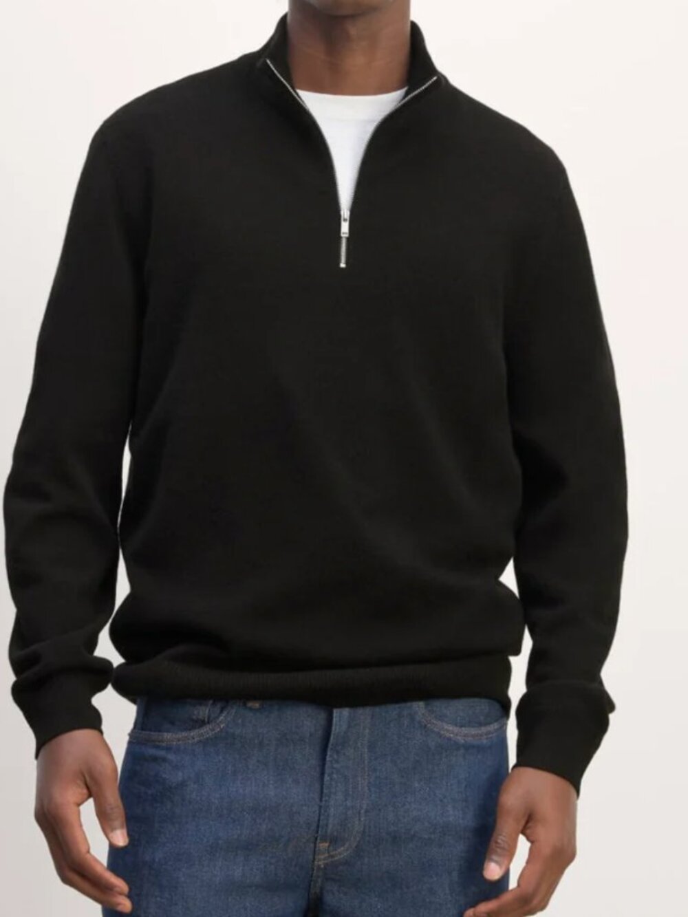 Everlane NWT Men's Quarter Zip Cashmere Black Sweater - small